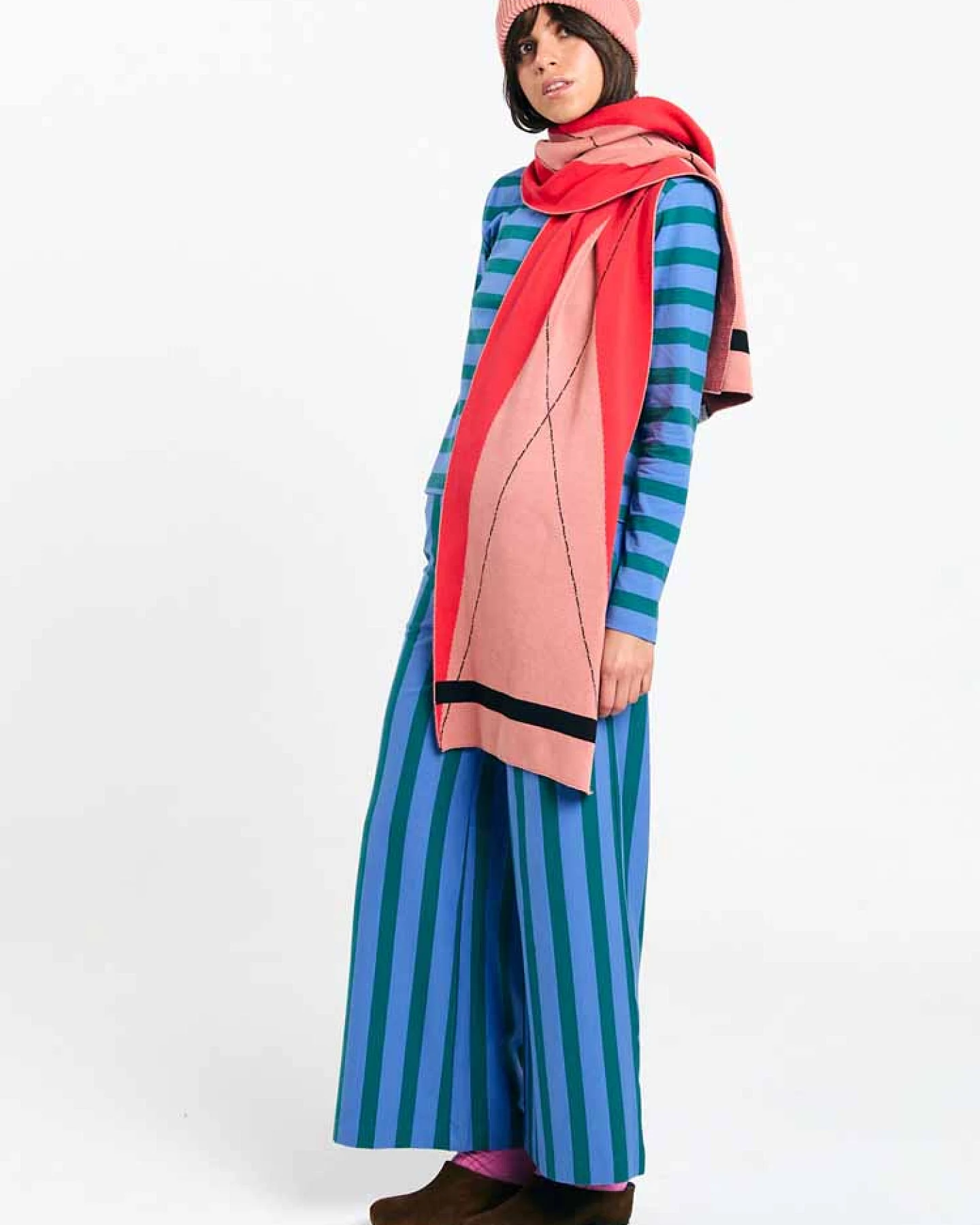 SUITE13LAB Damen vegan Schal London Argyle Rot – Ansicht 2