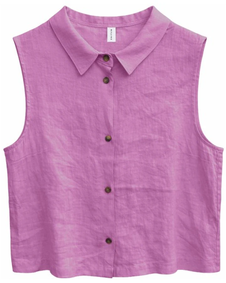 Mazine - Women's Sleeveless Linen Shirt - Bluse Gr L lila/rosa