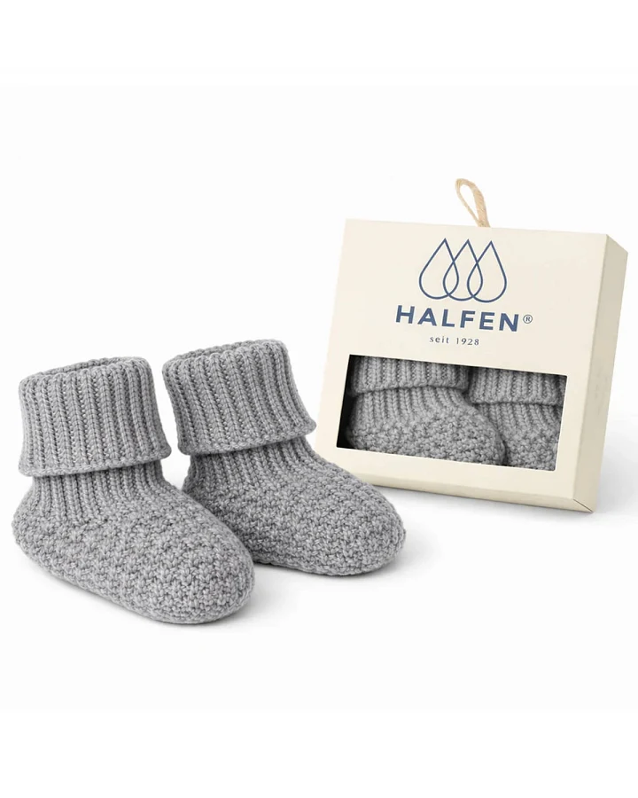 Halfen Strickerei - Baby-Söckchen grau