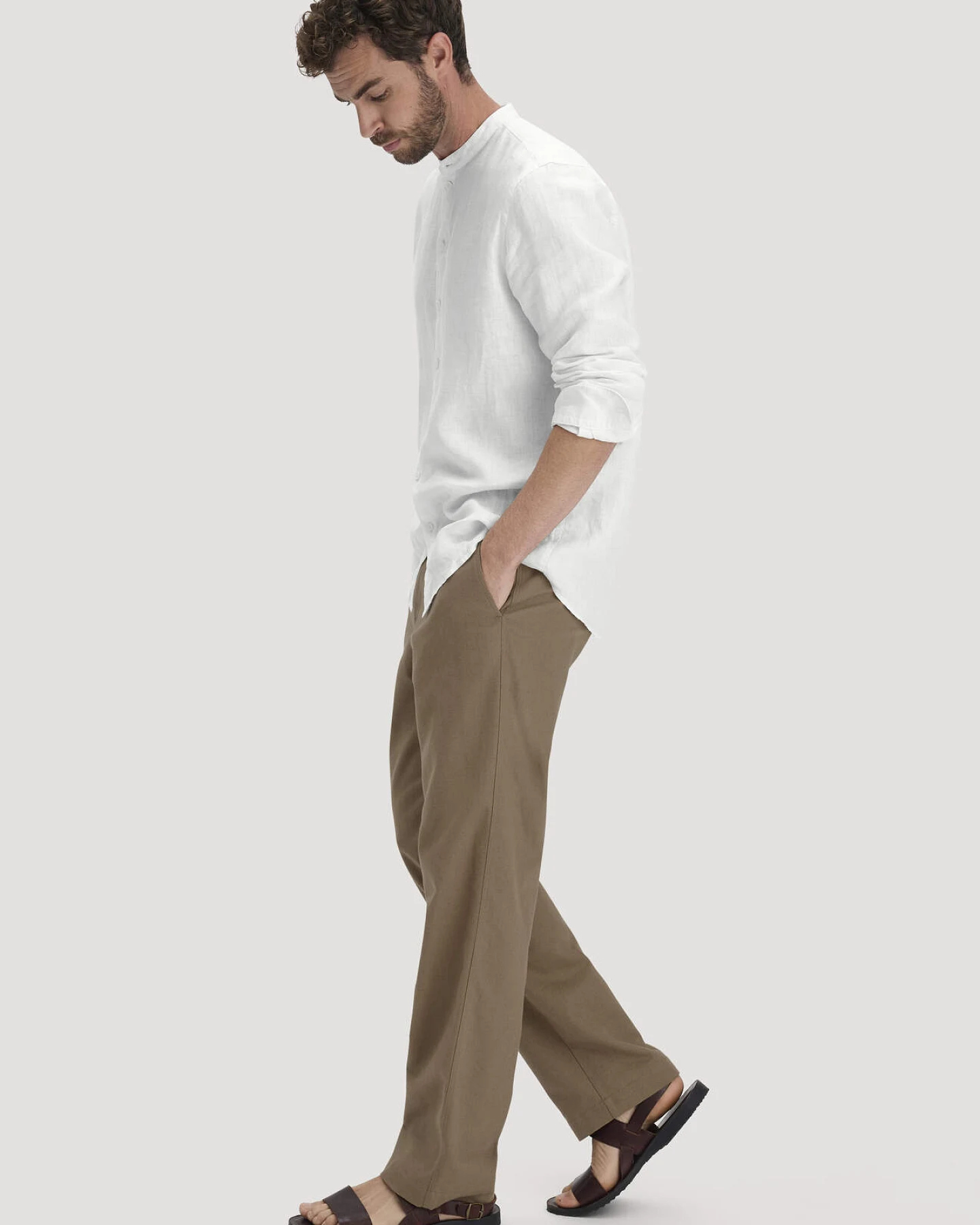hessnatur Herren Hose ENEA Regular aus Bio-Baumwolle mit Leinen - braun - Größe 38/32 – Ansicht 4