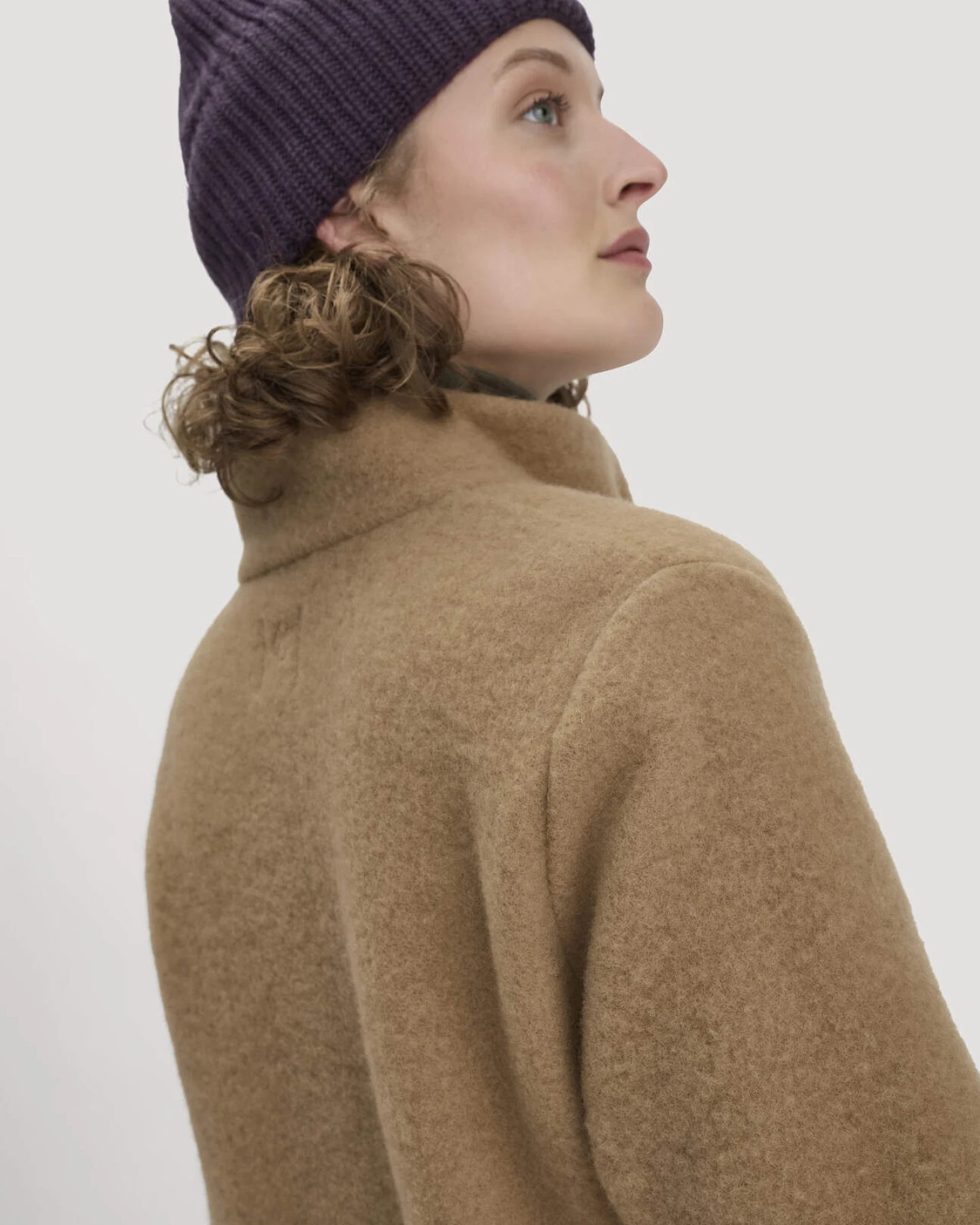 hessnatur Damen Wollfleece Mantel Regular aus Bio-Merinowolle - braun - Größe 48 – Ansicht 3