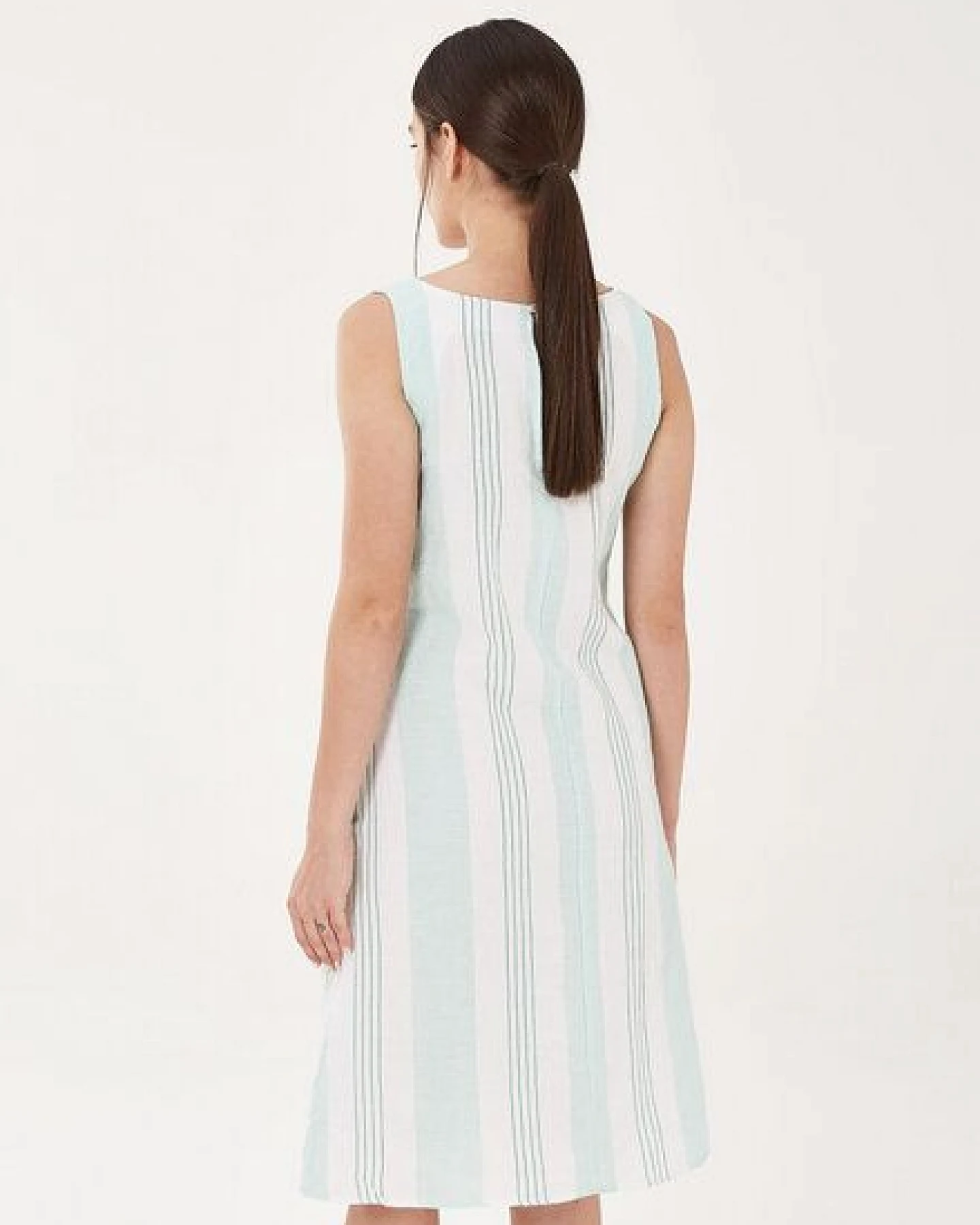 ORGANICATION Kleid aus Leinen-Mix mit Längsstreifen – Ansicht 4