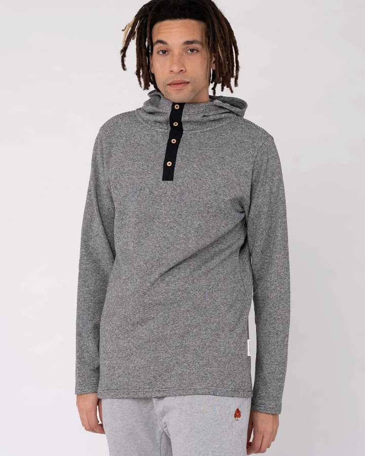 Gestreifter Hoodie aus Hanf & Bio Baumwolle