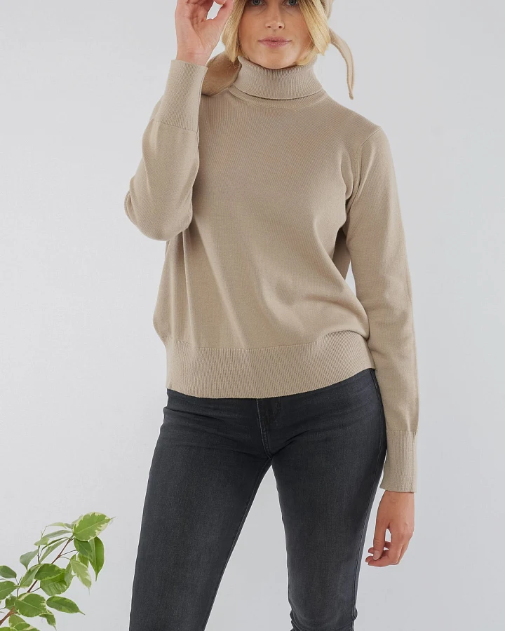 Feinstrick Rollkragen-pullover aus Bio Baumwolle