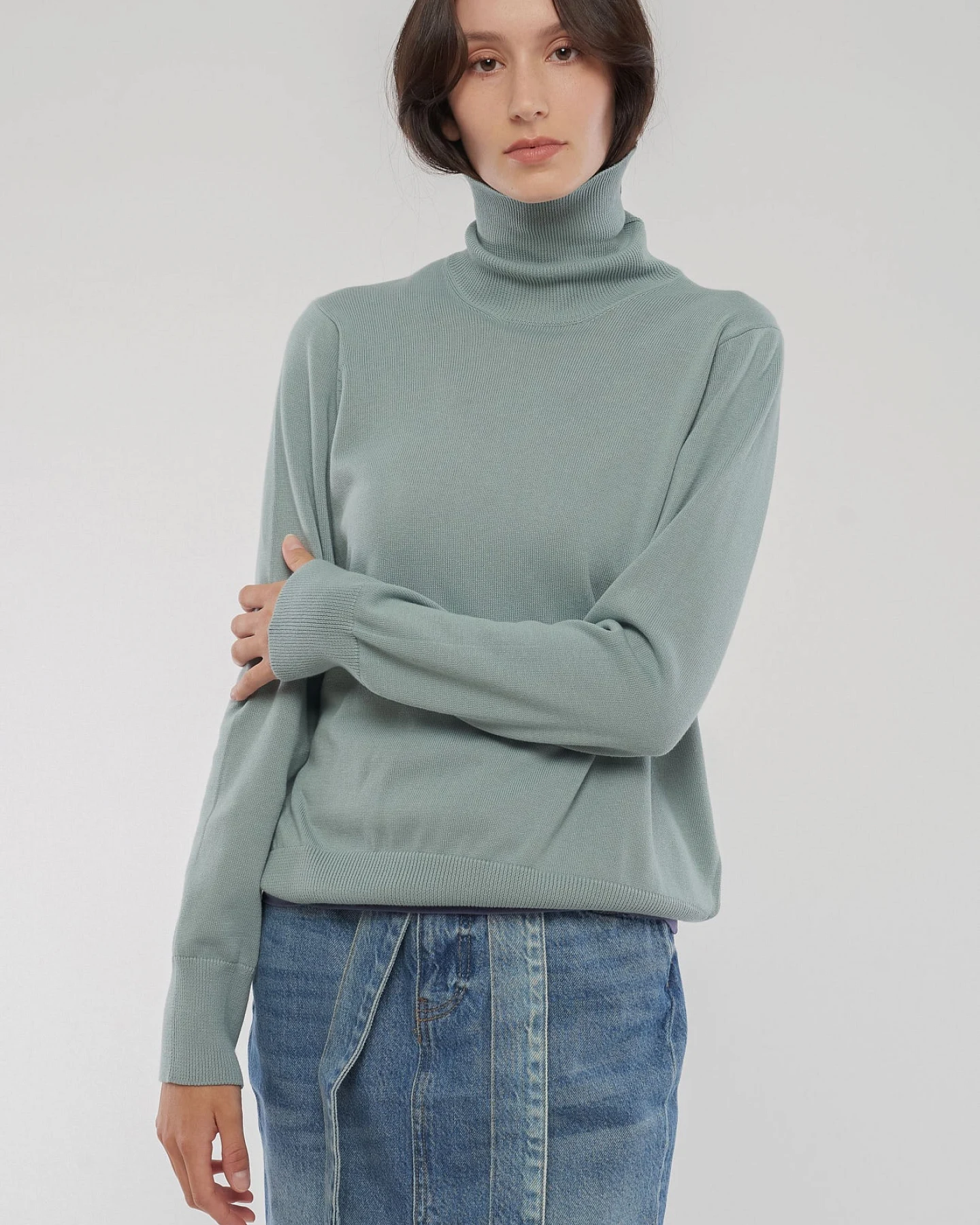 Feinstrick Rollkragen-pullover aus Bio Baumwolle – Ansicht 2