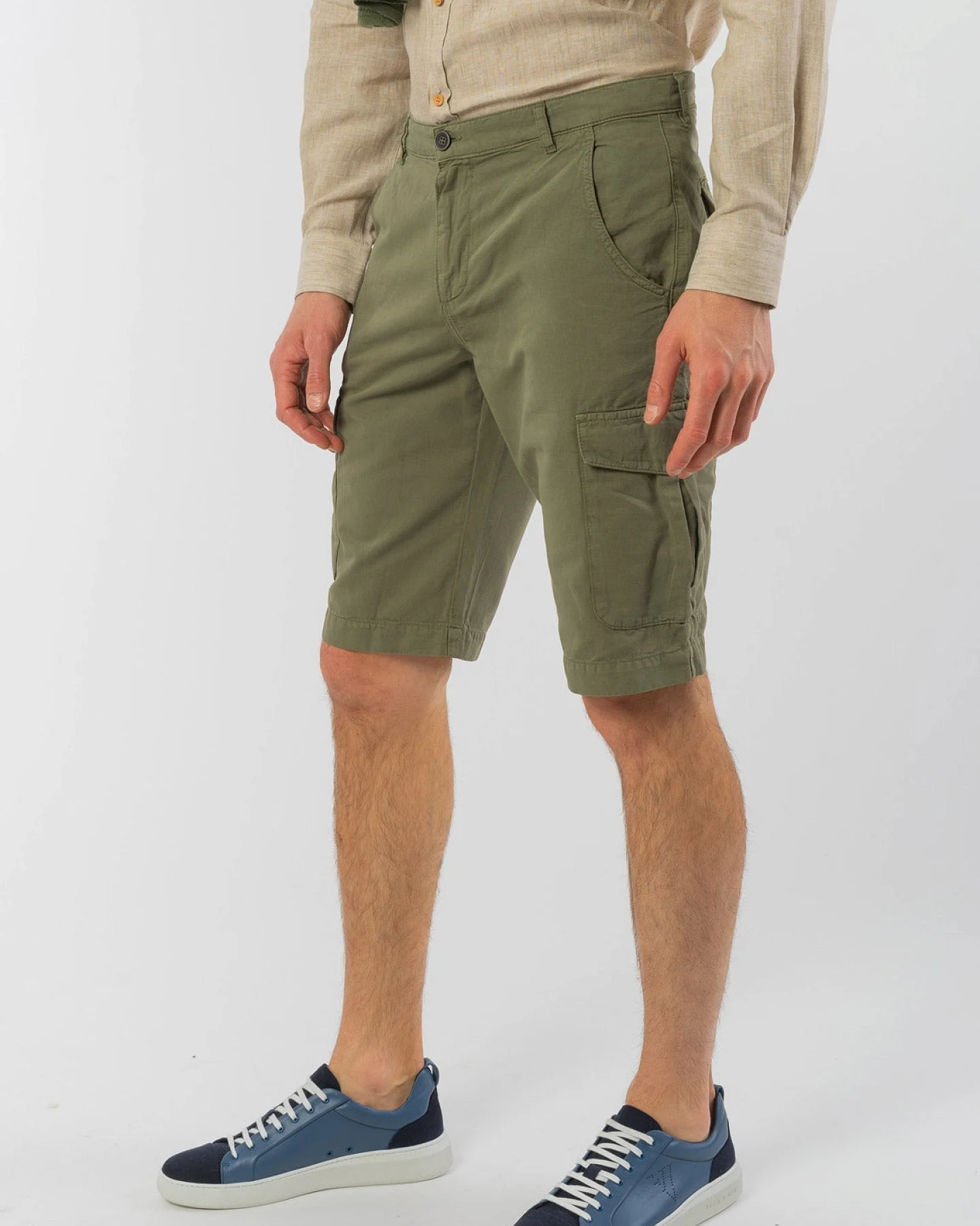 Bermudas mit Cargo Taschen aus Leinen & Bio Baumwolle – Ansicht 2