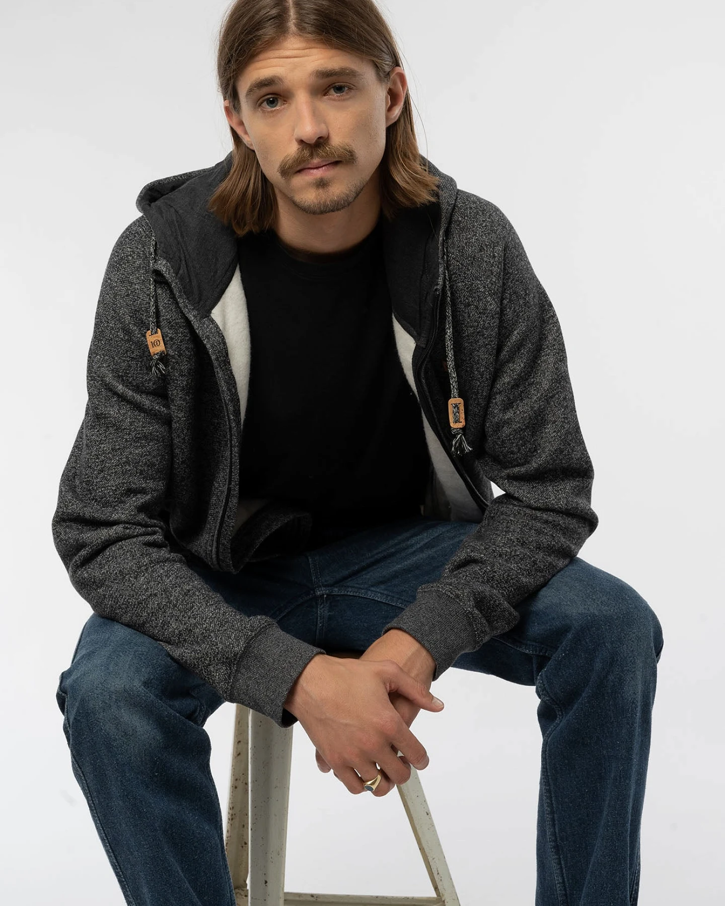 Zip Hoodie aus Baumwolle & recyceltem Polyester – Ansicht 6