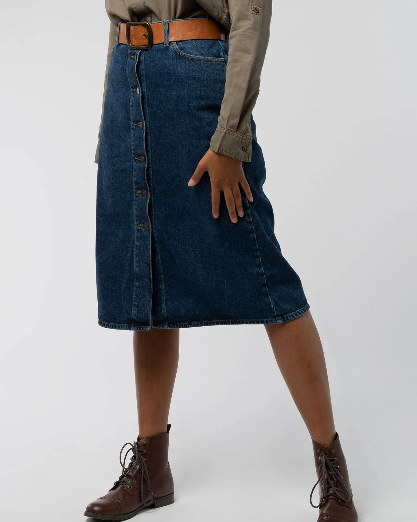 Denim Midi Rock aus Bio Baumwolle – Ansicht 2