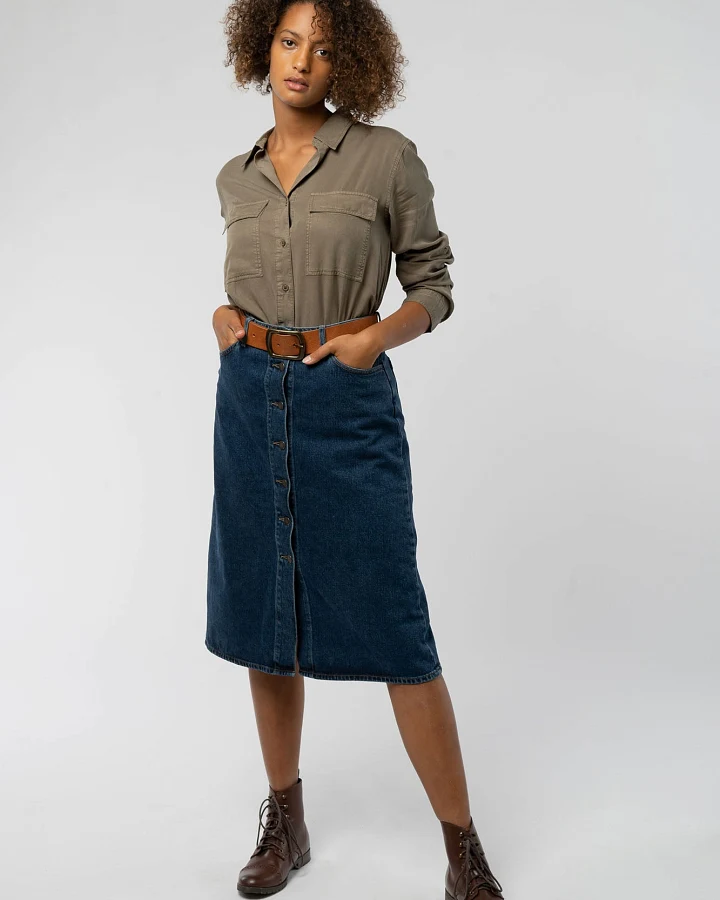 Denim Midi Rock aus Bio Baumwolle