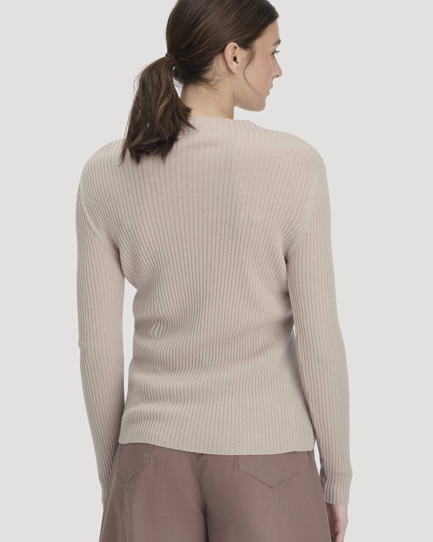 hessnatur Damen Strick Pullover Fitted aus TENCEL™ Lyocell mit Bio-Baumwolle - beige - Größe XL – Ansicht 3