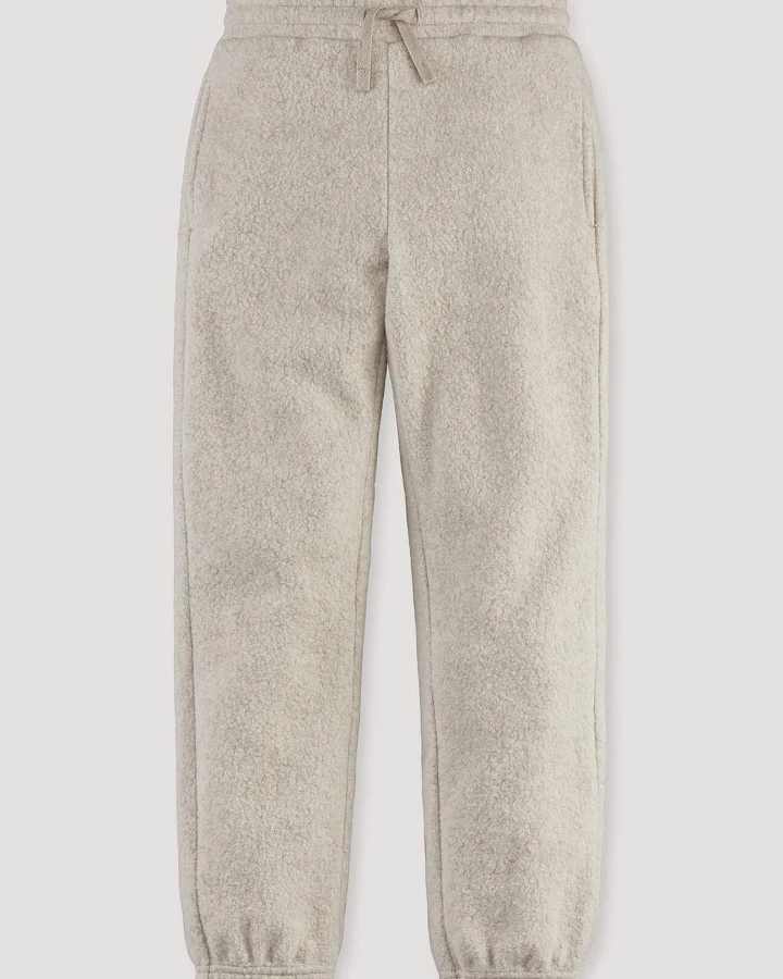hessnatur Kinder Fleece Hose aus Bio-Baumwolle - beige - Größe 122/128