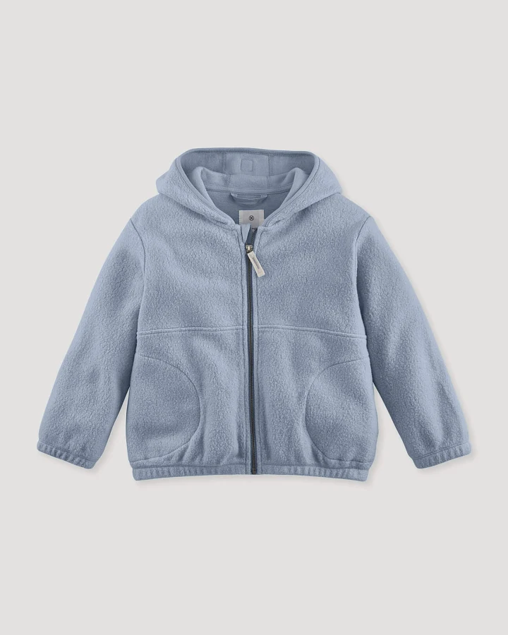 hessnatur Kinder Fleece Jacke Regular aus Bio-Baumwolle - blau - Größe 134/140