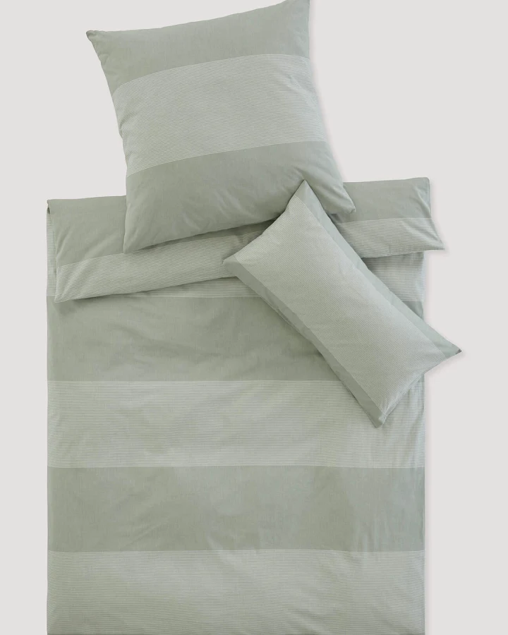 hessnatur Renforcé Bettwäsche-Set RENA aus Bio-Baumwolle - grün - Größe 135x200 / 80x80 cm