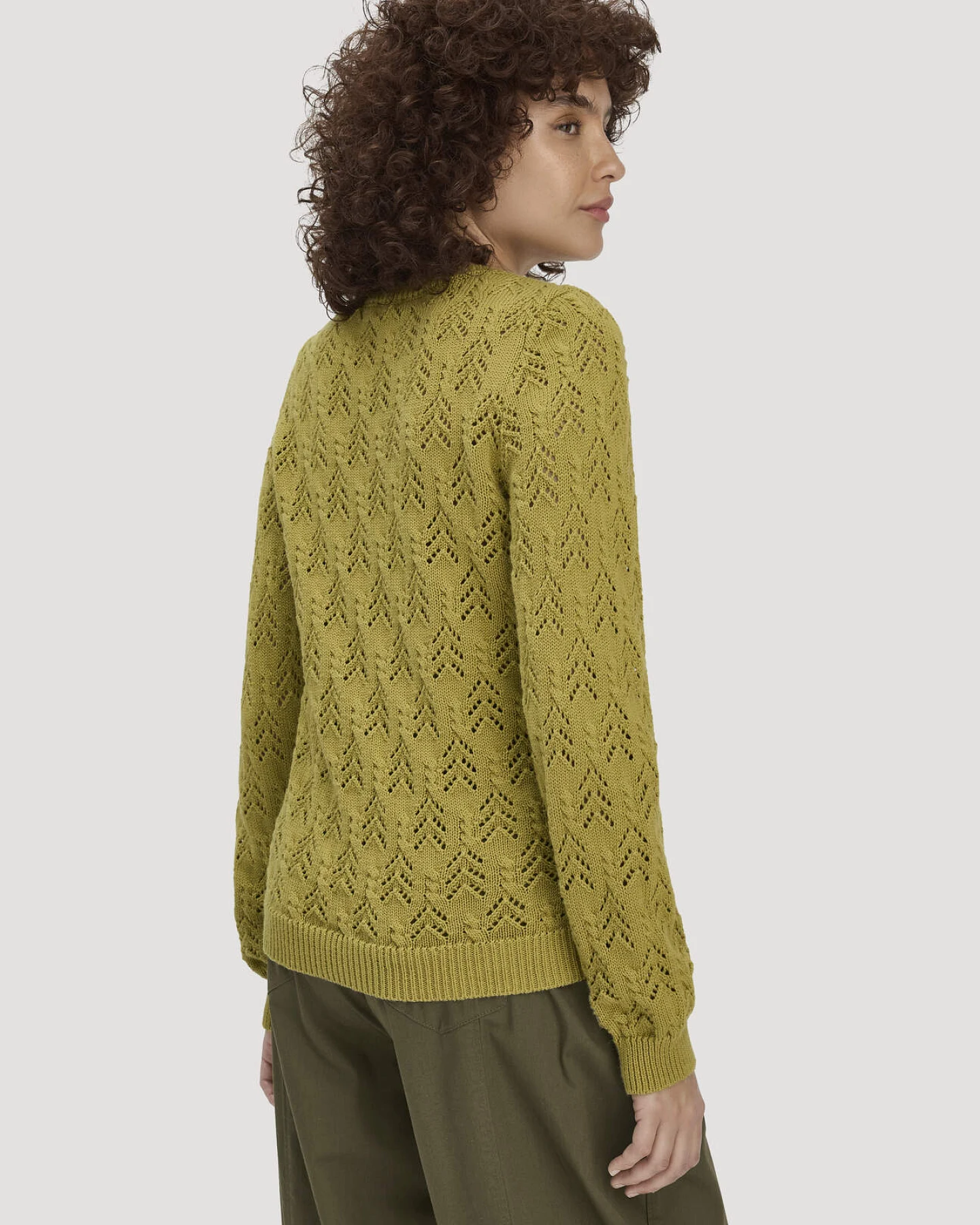 hessnatur Damen Strick Pullover Regular aus Bio-Baumwolle und Schurwolle - grün - Größe L – Ansicht 3
