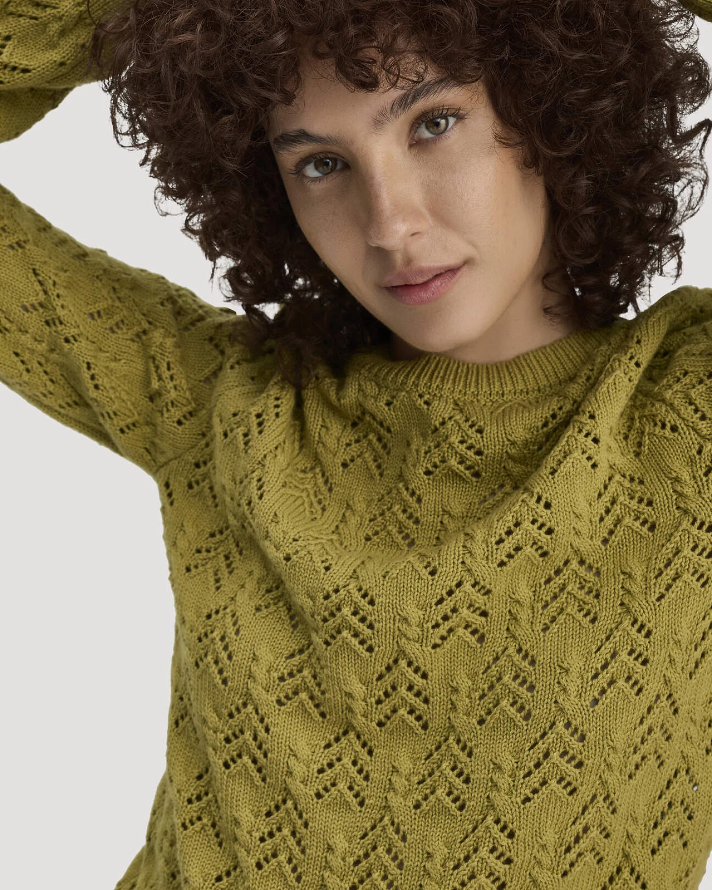hessnatur Damen Strick Pullover Regular aus Bio-Baumwolle und Schurwolle - grün - Größe L – Ansicht 4