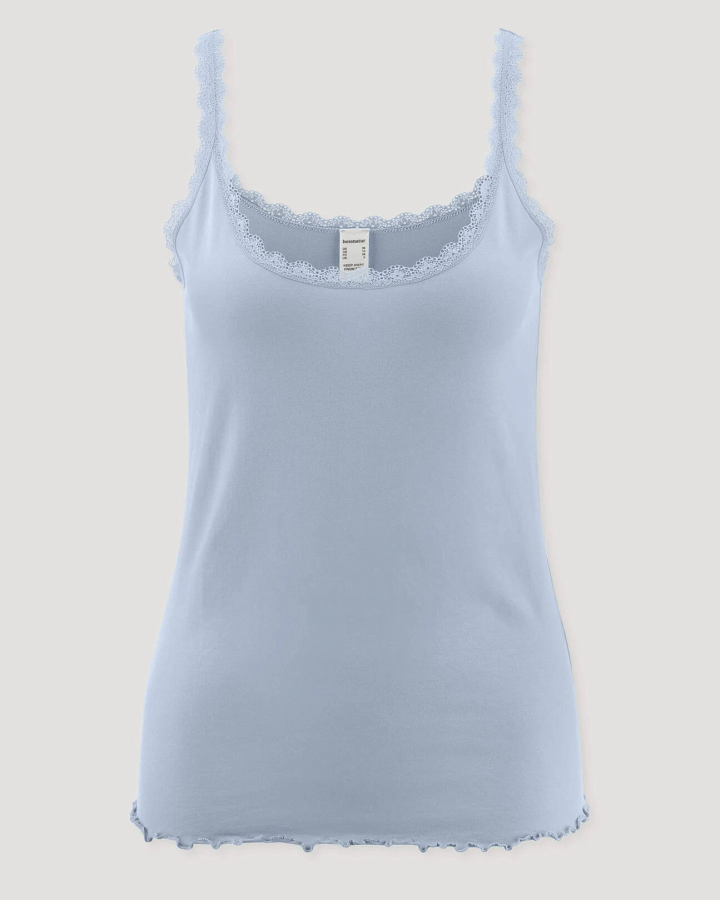 hessnatur Damen Tanktop COTTON FEEL LACE aus Bio-Baumwolle - blau - Größe 48 – Ansicht 4