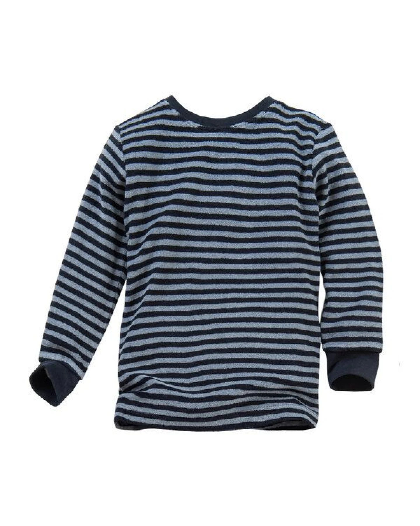 People Wear Organic Frottée Pyjama, blau geringelt – Ansicht 2