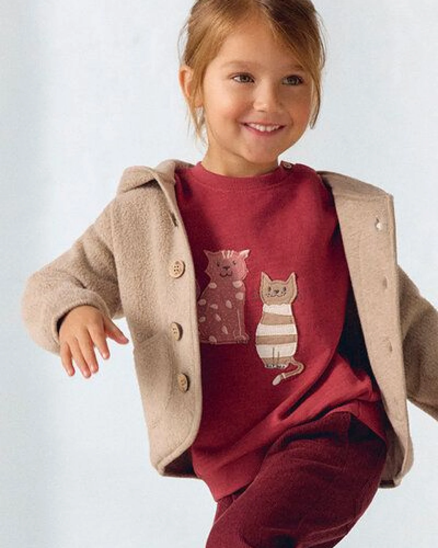 People Wear Organic Sweat Pullover, rot uni, "Katzen" – Ansicht 4