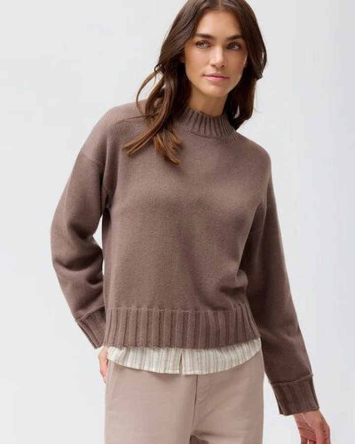 People Wear Organic Strick Pullover, beige mélange