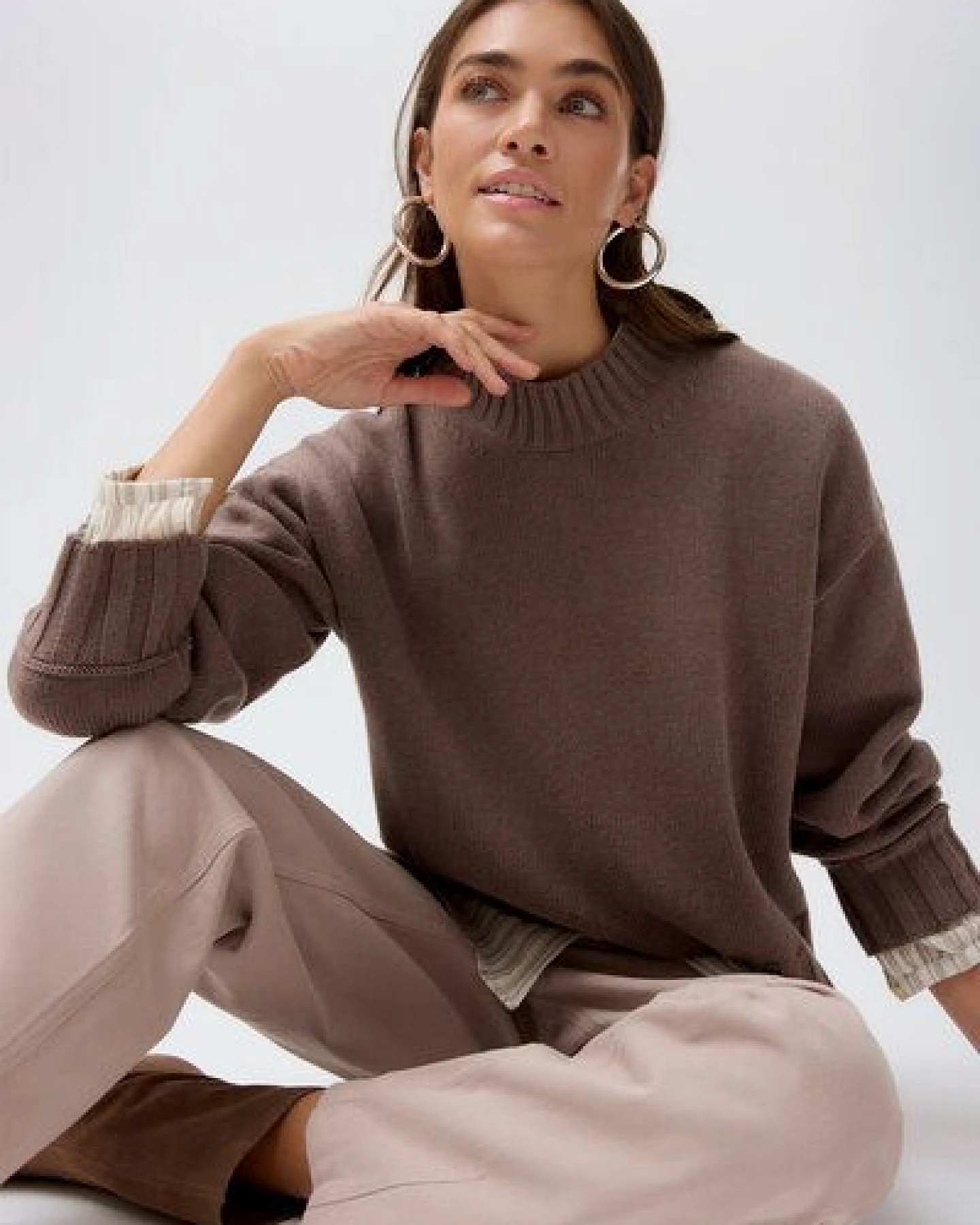 People Wear Organic Strick Pullover, beige mélange – Ansicht 4