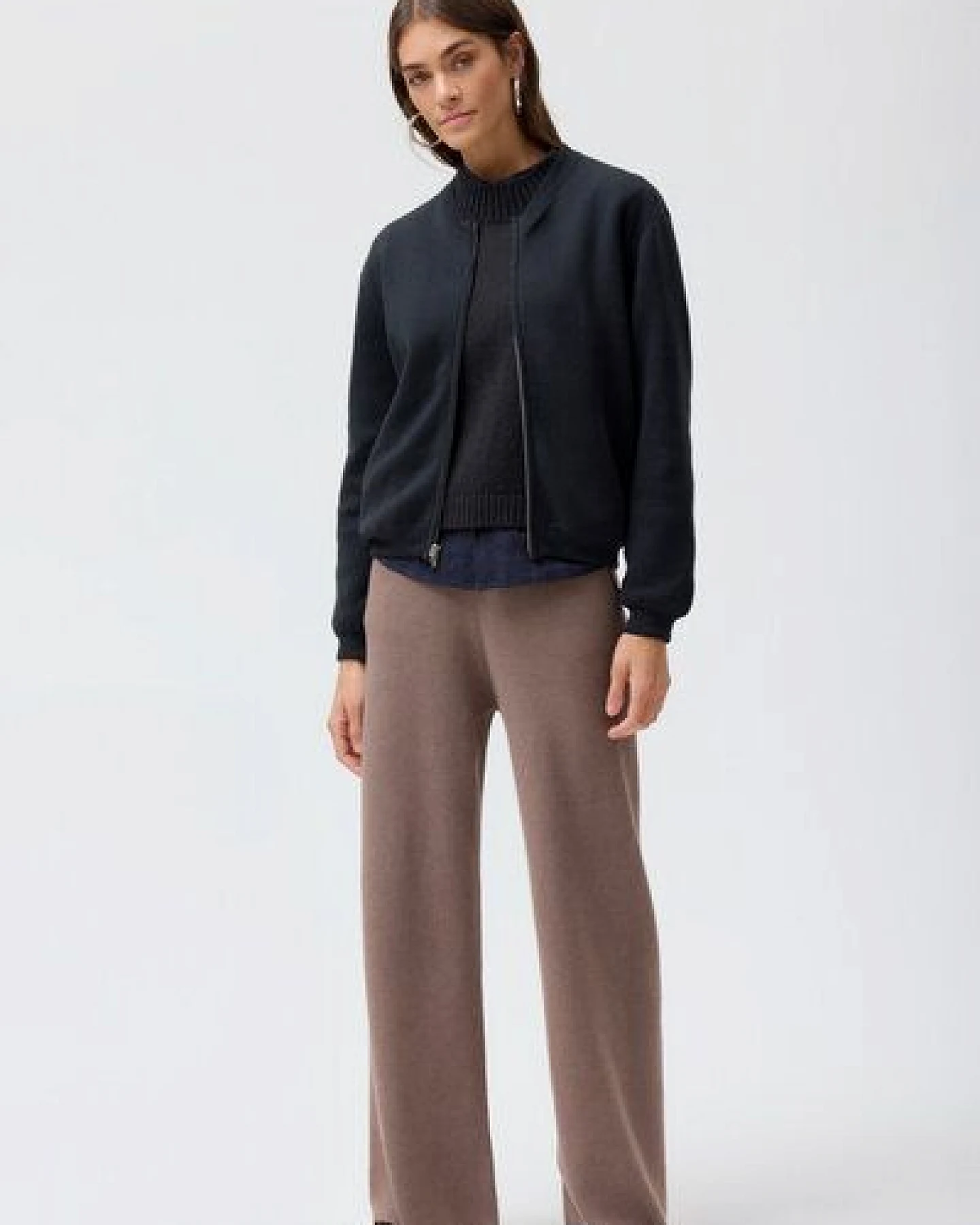 People Wear Organic Strick Blouson, blau uni – Ansicht 4