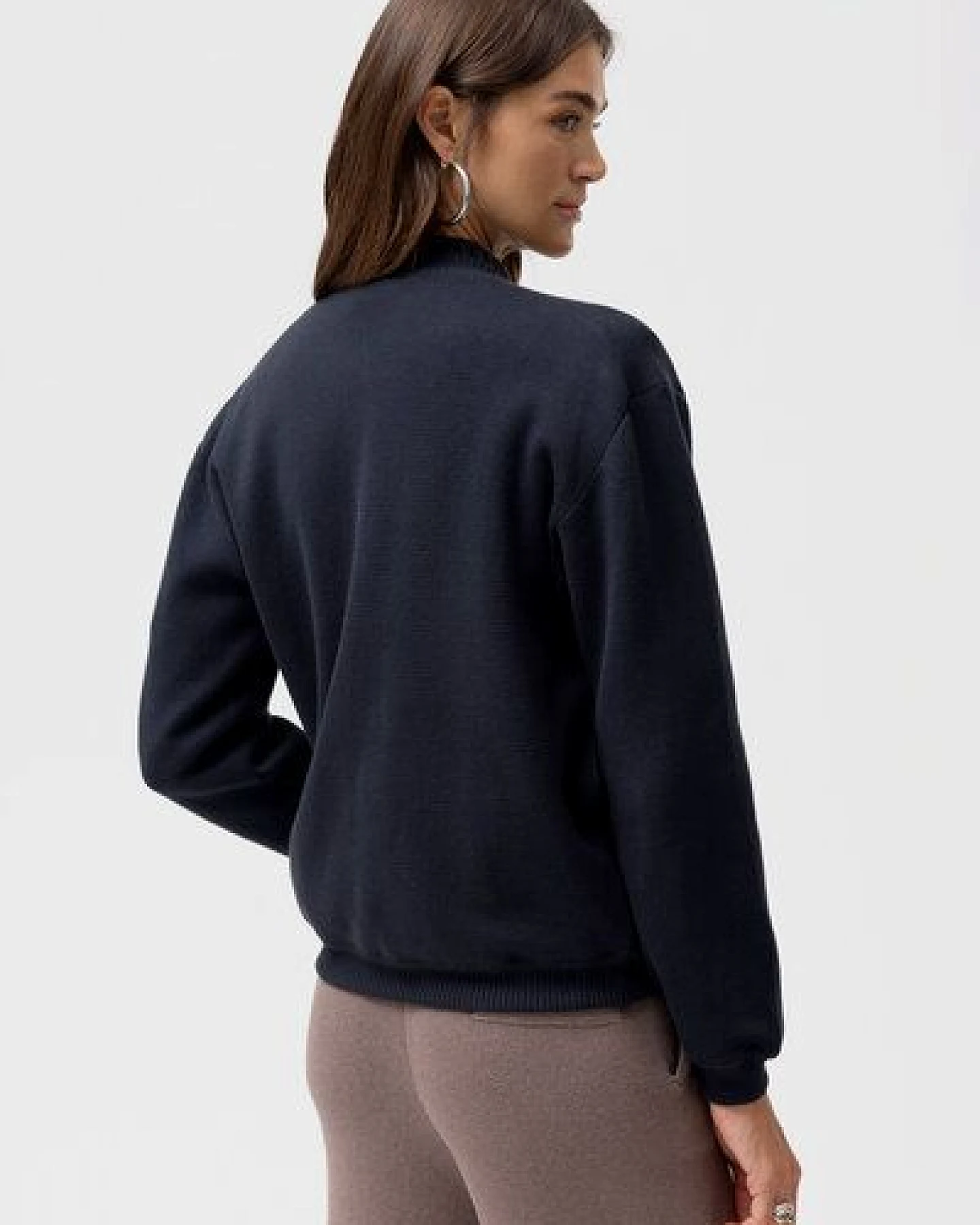 People Wear Organic Strick Blouson, blau uni – Ansicht 2