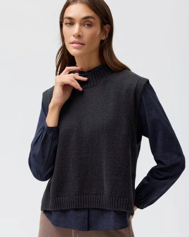 People Wear Organic Strick Pullunder, blau uni