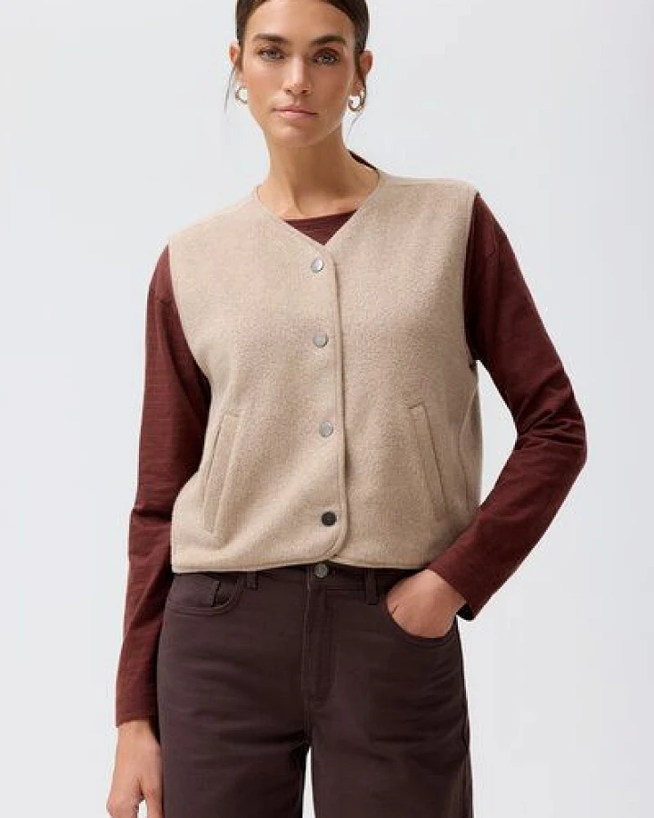Produktseite: People Wear Organic Fleece Weste, beige mélange