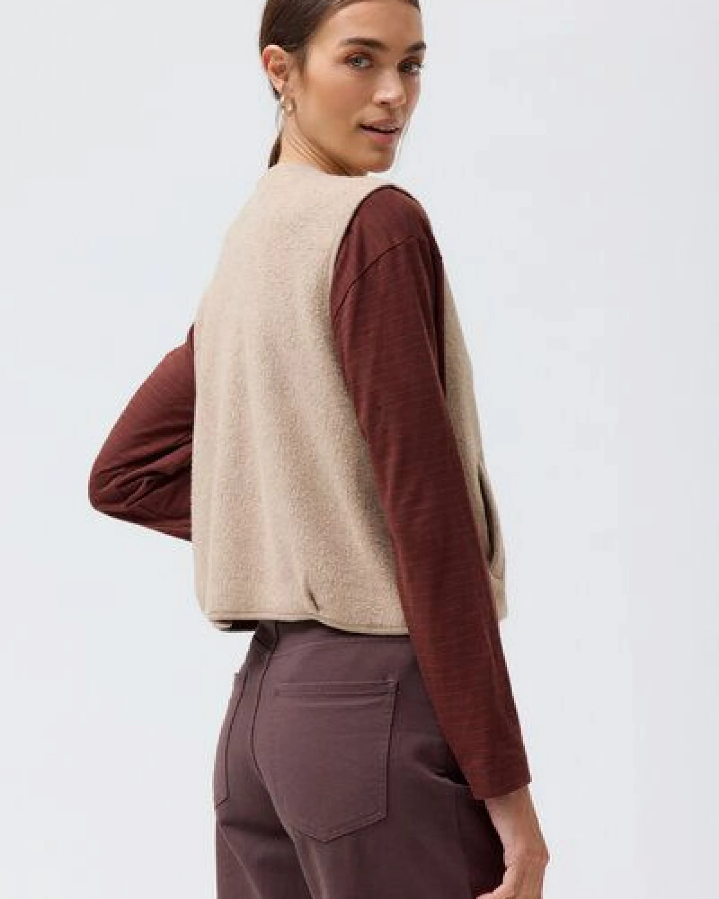 People Wear Organic Fleece Weste, beige mélange – Ansicht 2