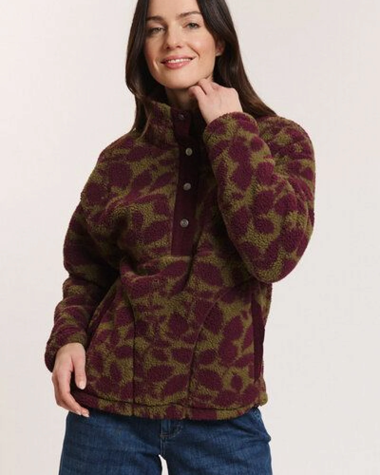 TRANQUILLO Fleece-Schlupfjacke Jorgaa mit recyceltem Polyester – Ansicht 4