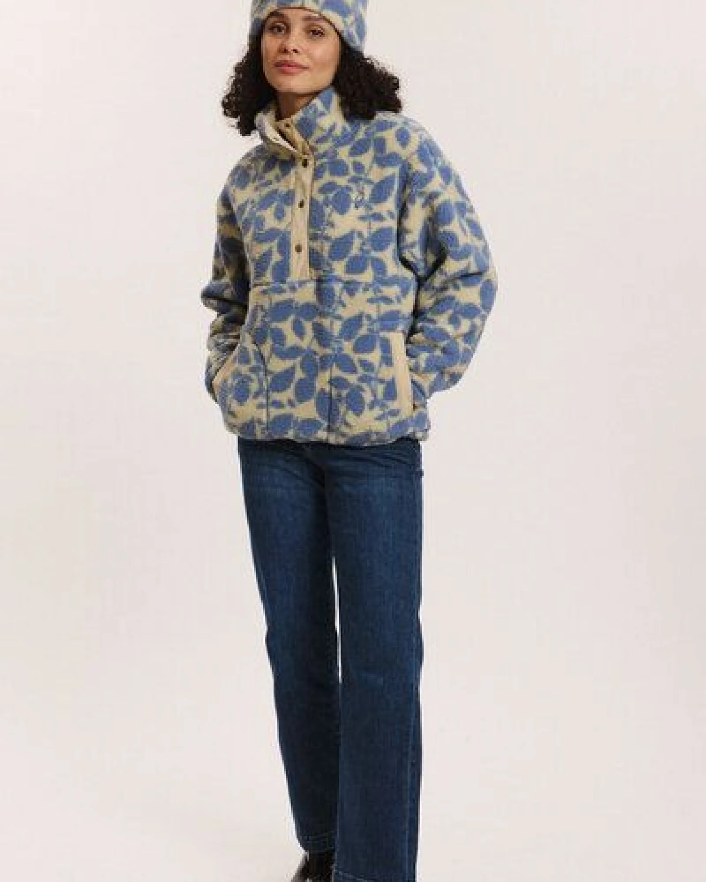 TRANQUILLO Fleece-Schlupfjacke Jorgaa mit recyceltem Polyester – Ansicht 4