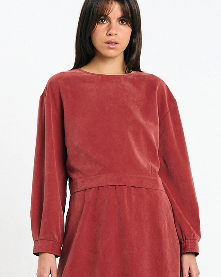 SUITE13LAB Damen vegan Bluse Sintra Ziegelrot