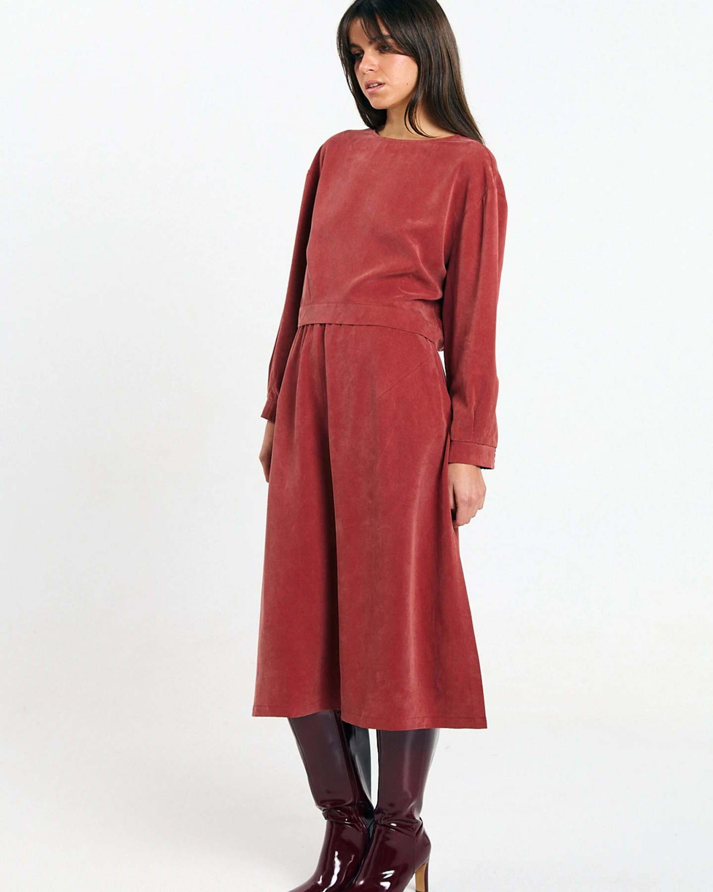 SUITE13LAB Damen vegan Bluse Sintra Ziegelrot – Ansicht 2