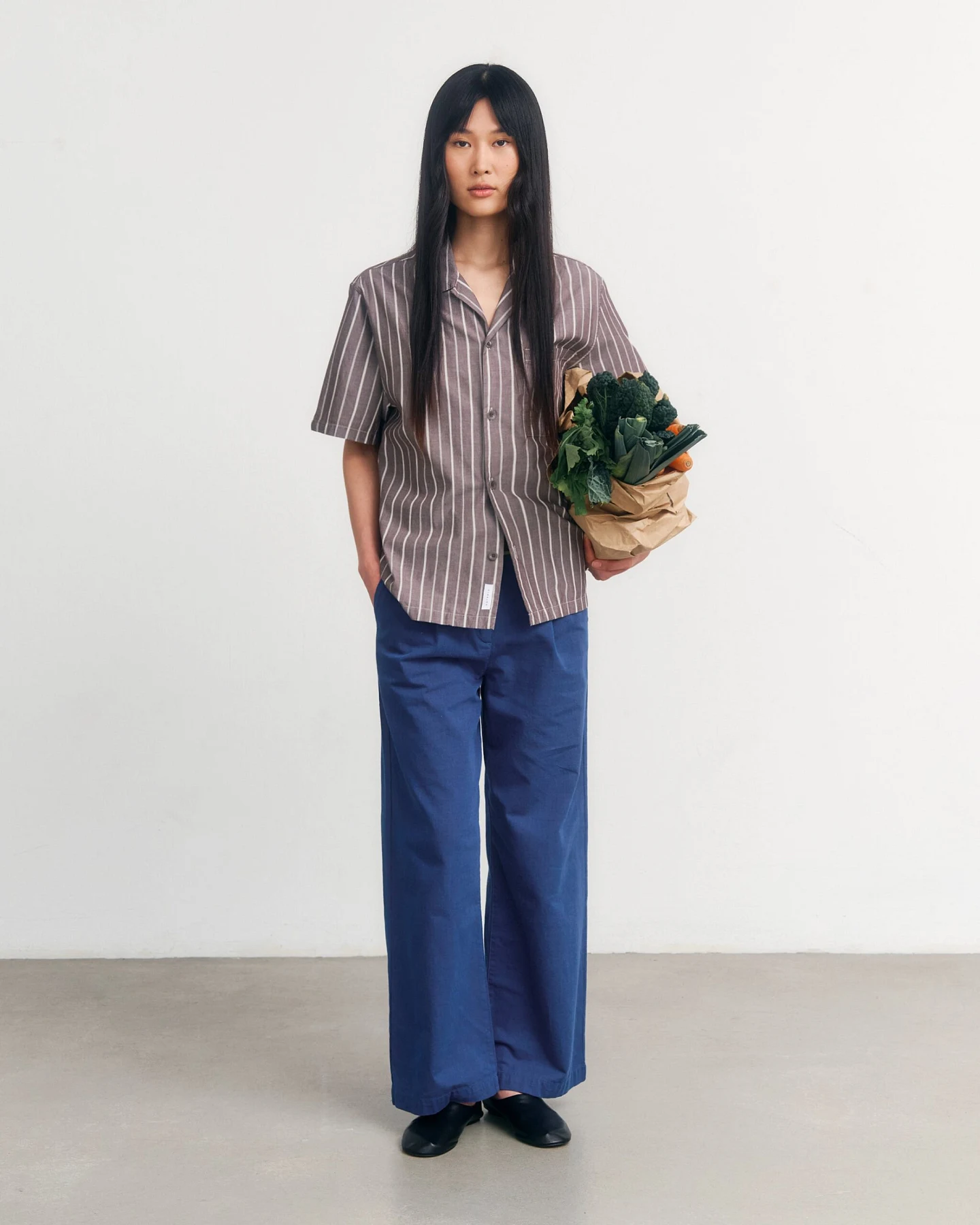 Rotholz Damen vegan Hemd Bowling Braun Gestreift – Ansicht 2