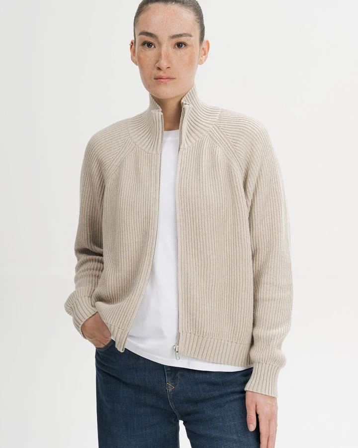 Strickjacke Rippstrick Kamuka Beige