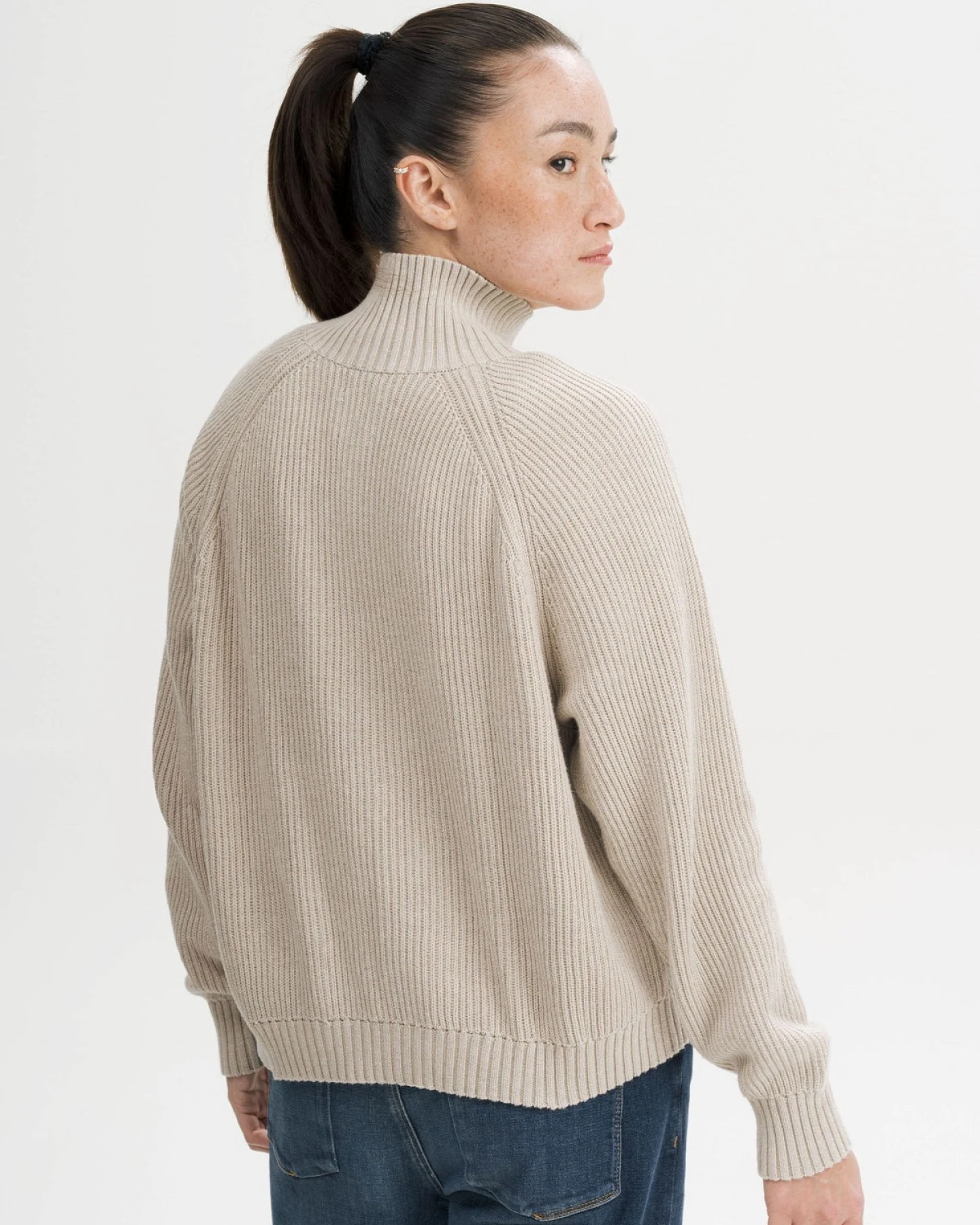 Strickjacke Rippstrick Kamuka Beige – Ansicht 3