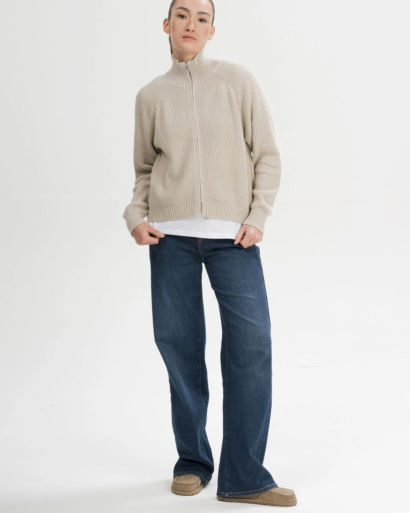 Strickjacke Rippstrick Kamuka Beige – Ansicht 5