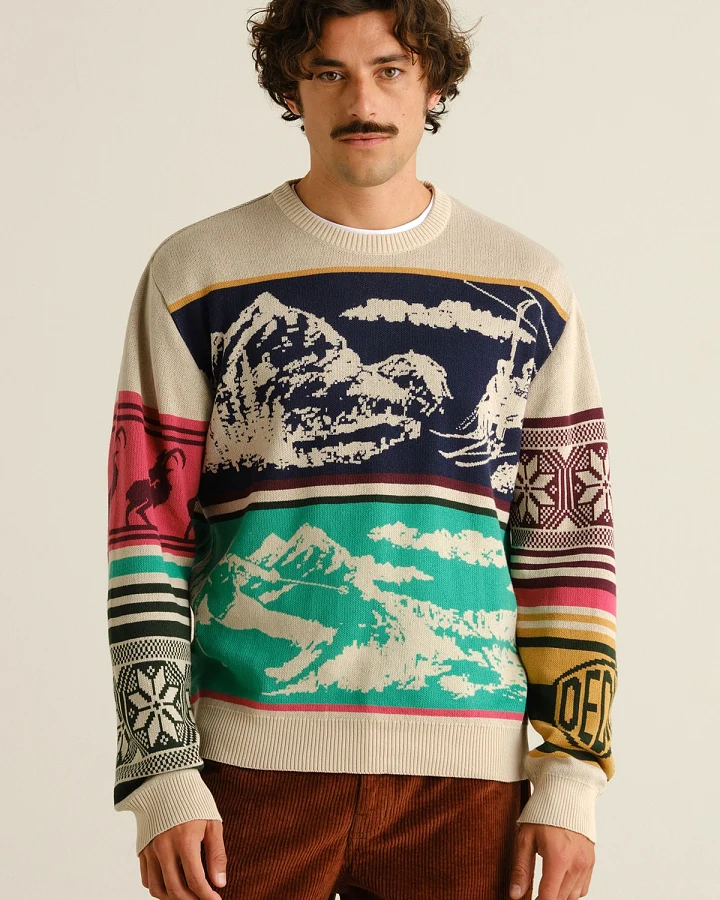 Sweater Mora Retro Ski Blocks Off White
