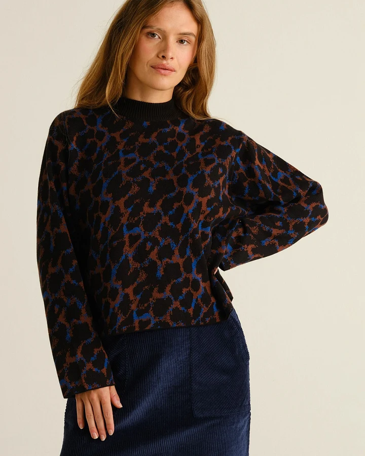 Strickpullover Limhamn Leopard Braun