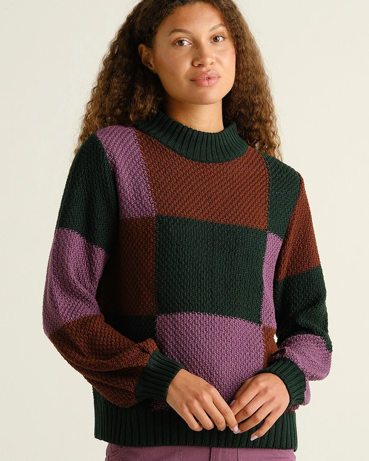 Strickpullover Gotland Blocked Check Lila