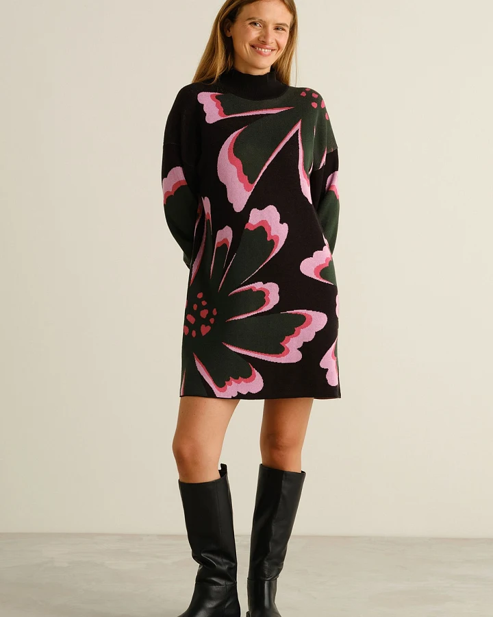 Kleid Nikkala Big Bloom Schwarz
