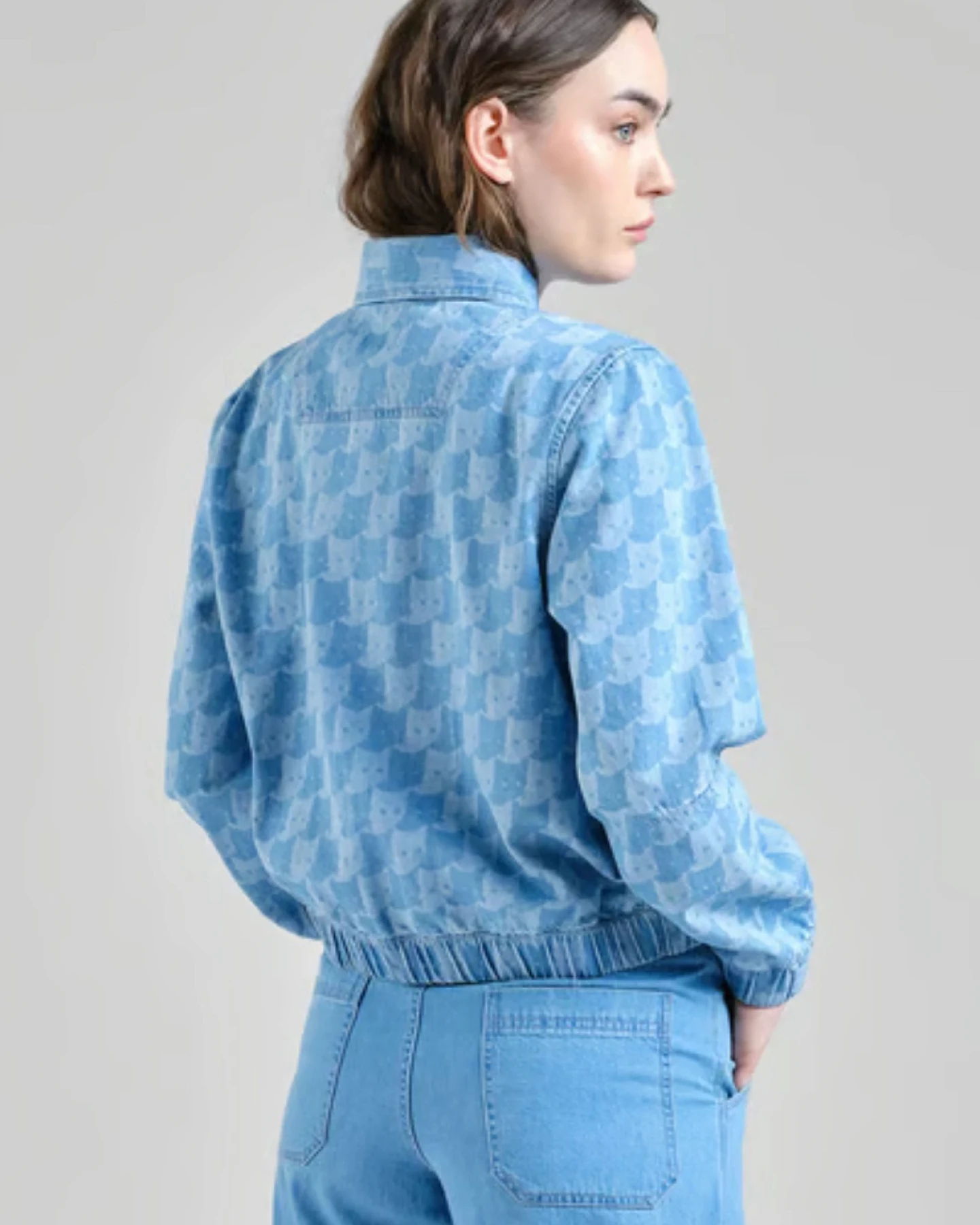 Jacke Sunna Denim Pepita Cats Hellblau – Ansicht 4
