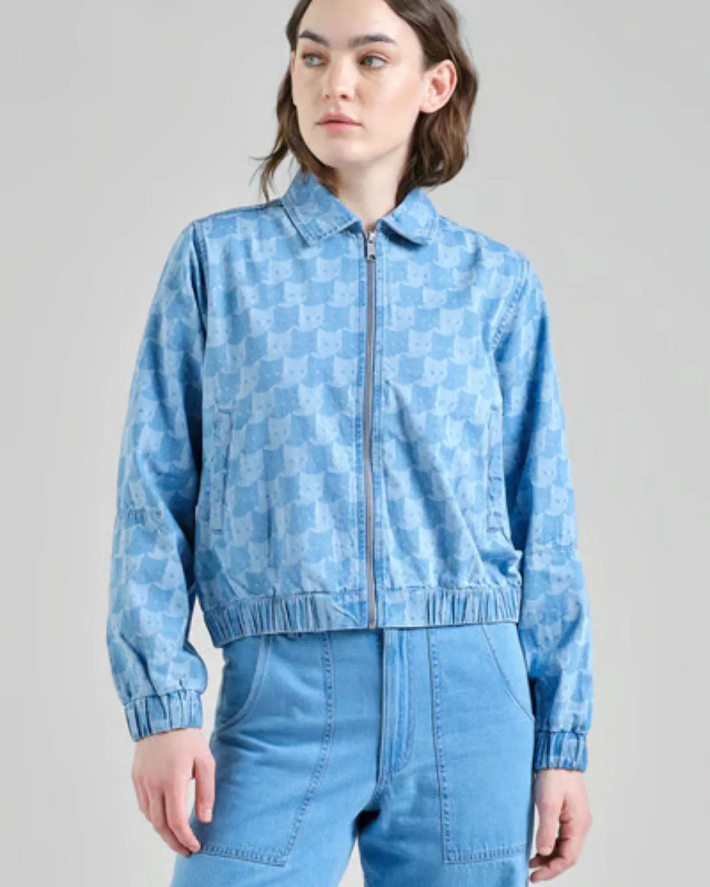 Jacke Sunna Denim Pepita Cats Hellblau – Ansicht 5
