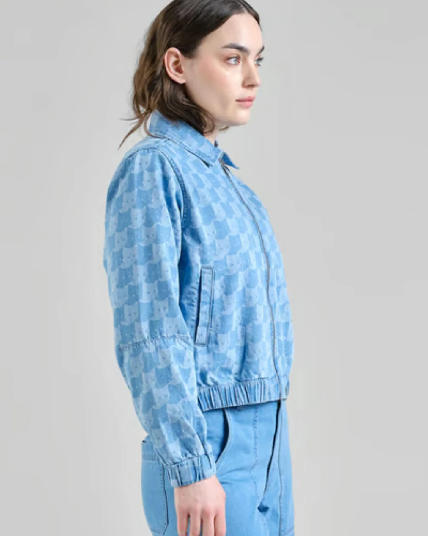 Jacke Sunna Denim Pepita Cats Hellblau – Ansicht 3