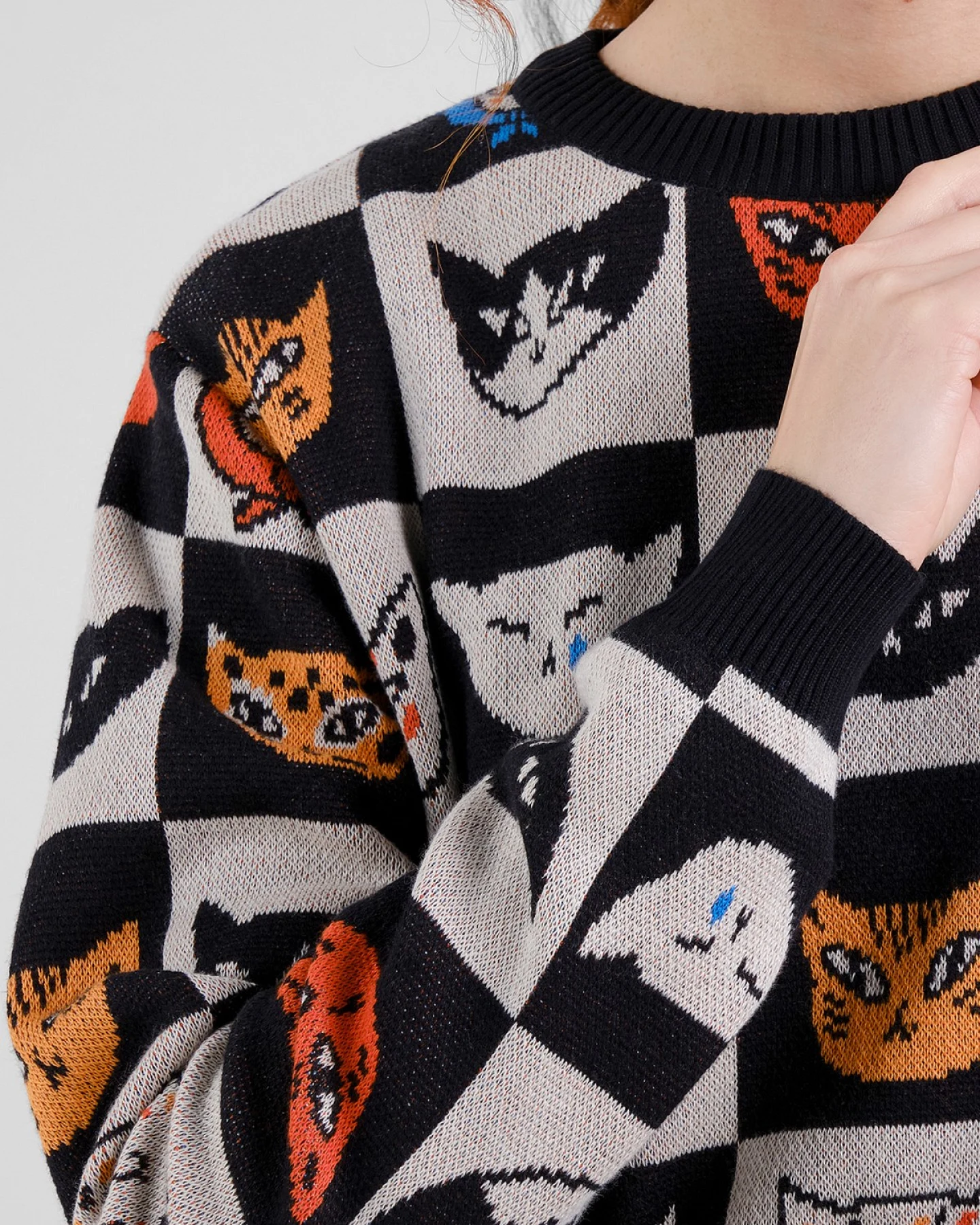 Strickpullover Arendal Cat Bingo Schwarz – Ansicht 2