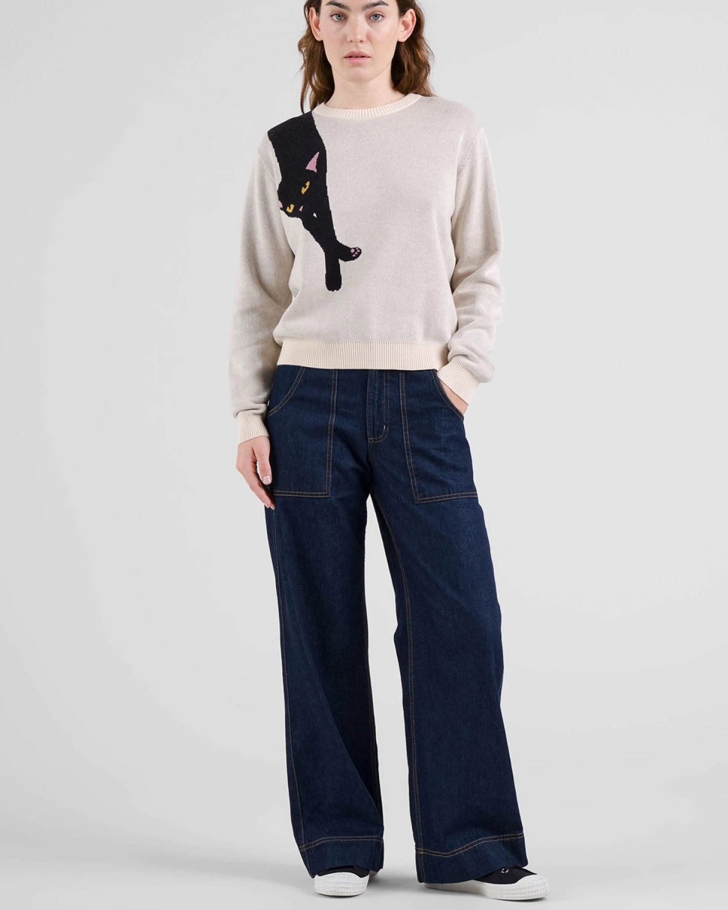Pullover Arendal Long Cat Off White – Ansicht 3