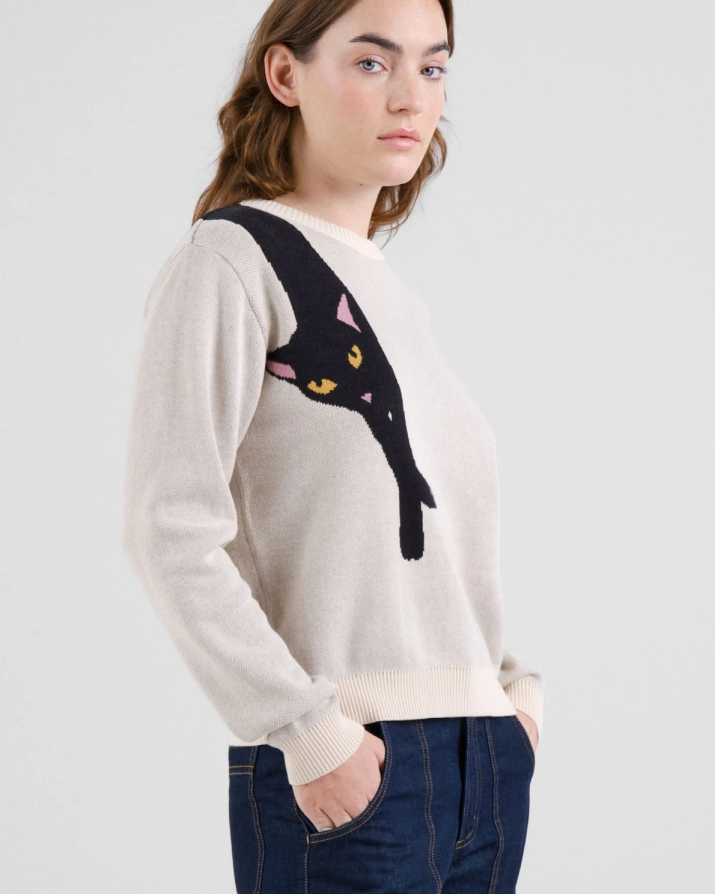 Pullover Arendal Long Cat Off White – Ansicht 2