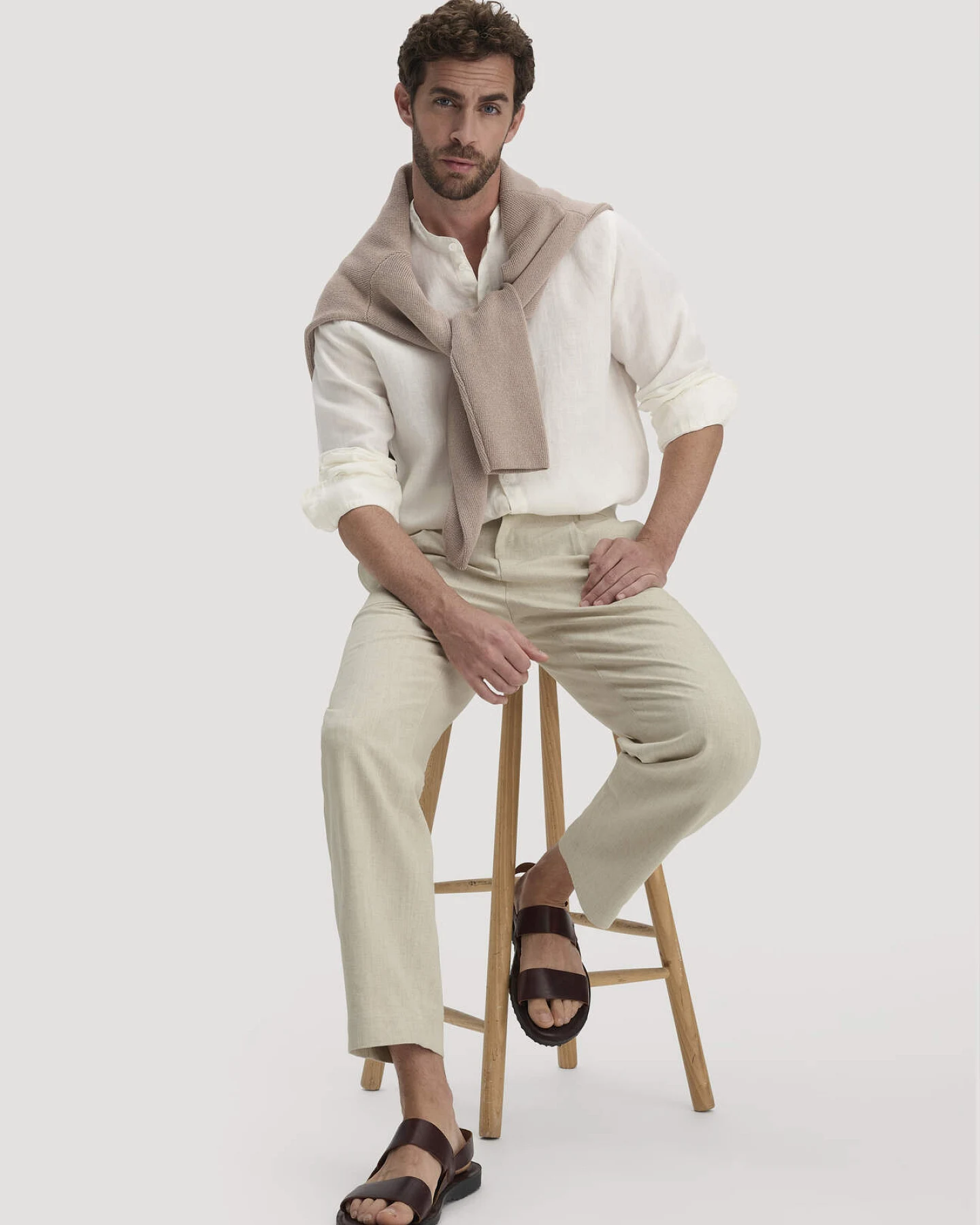 hessnatur Herren Hose RON Relaxed aus Bio-Baumwolle mit Leinen - natur - Größe 38/34 – Ansicht 4