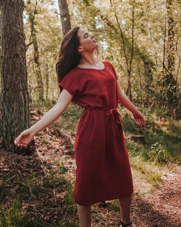 NORDLICHT Damen Musselin Kleid aus 100% Bio-Baumwolle ELIN