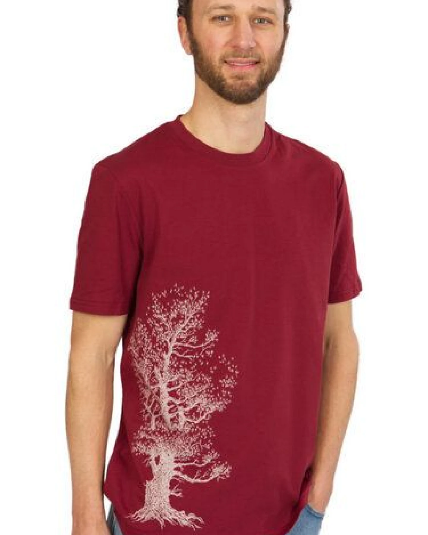 Life-Tree Organic Fairwear Shirt Men Organic Fairwear Burgundy Pine Tree – Ansicht 2